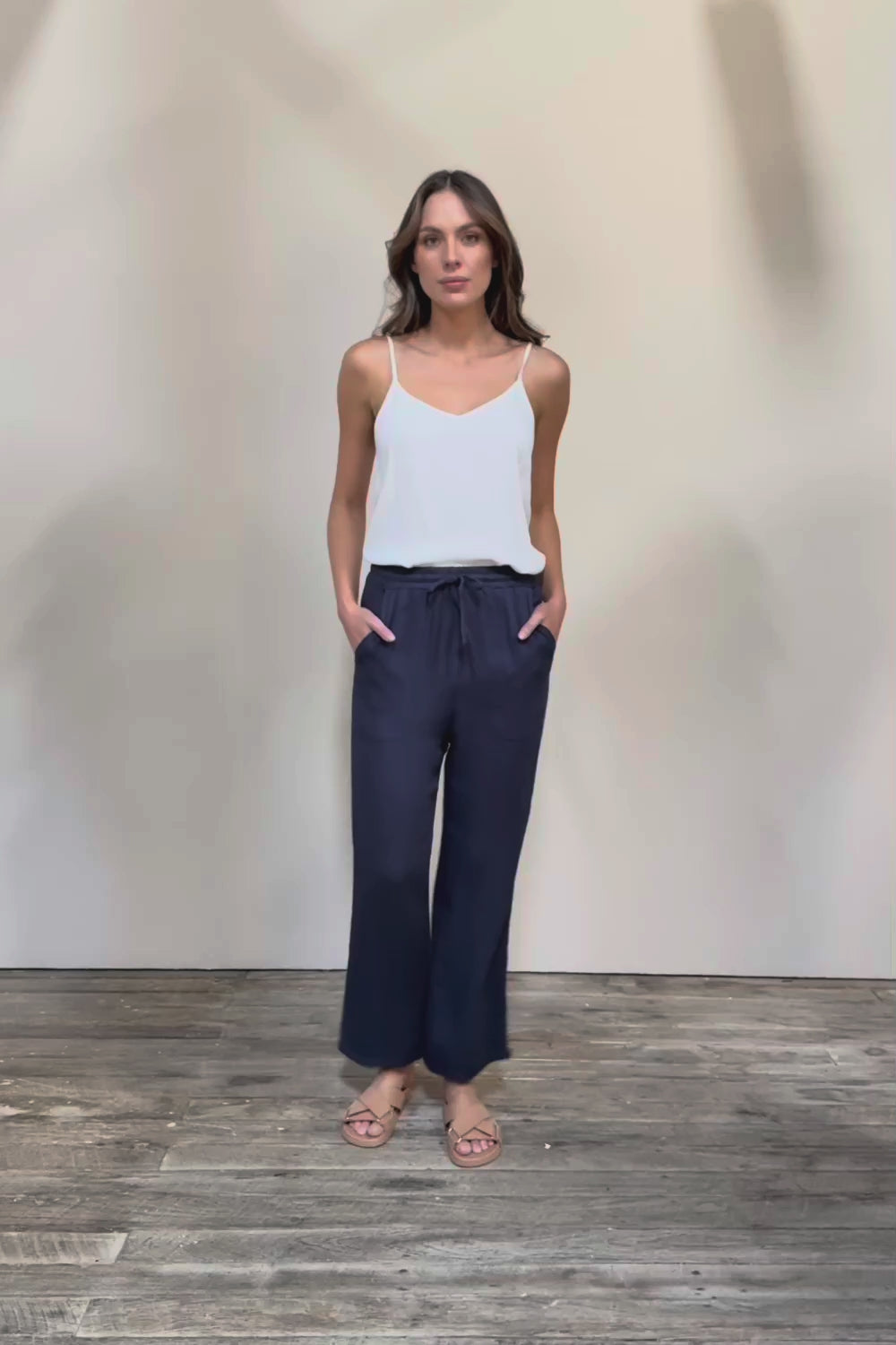 The Must Have Linen Look Pull on Pant - Darknavy
