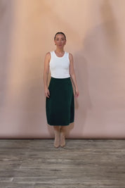 Cotton Corduroy A Line Skirt – Emerald