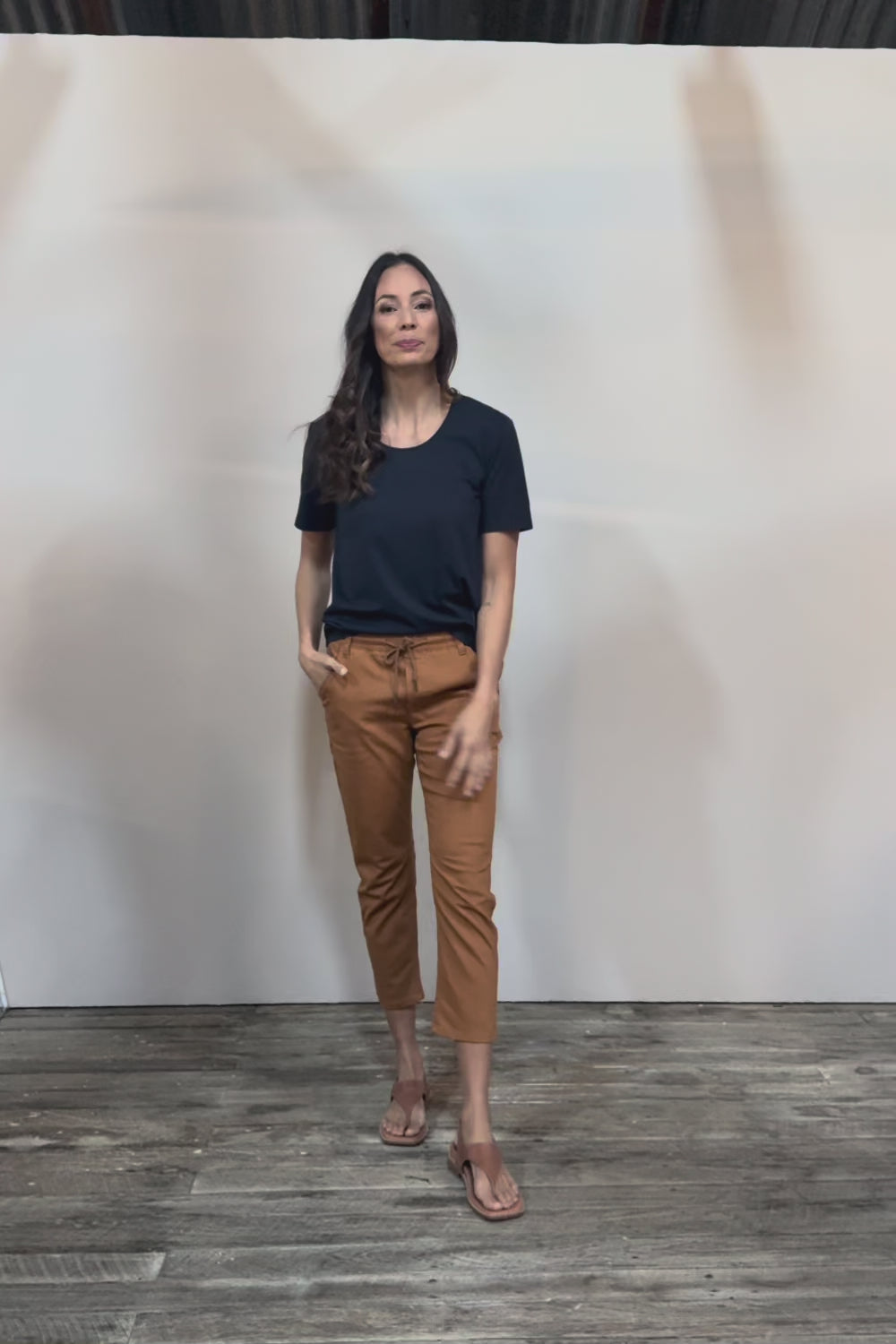 The Pull On Cotton Pant With Drawstring – Rust