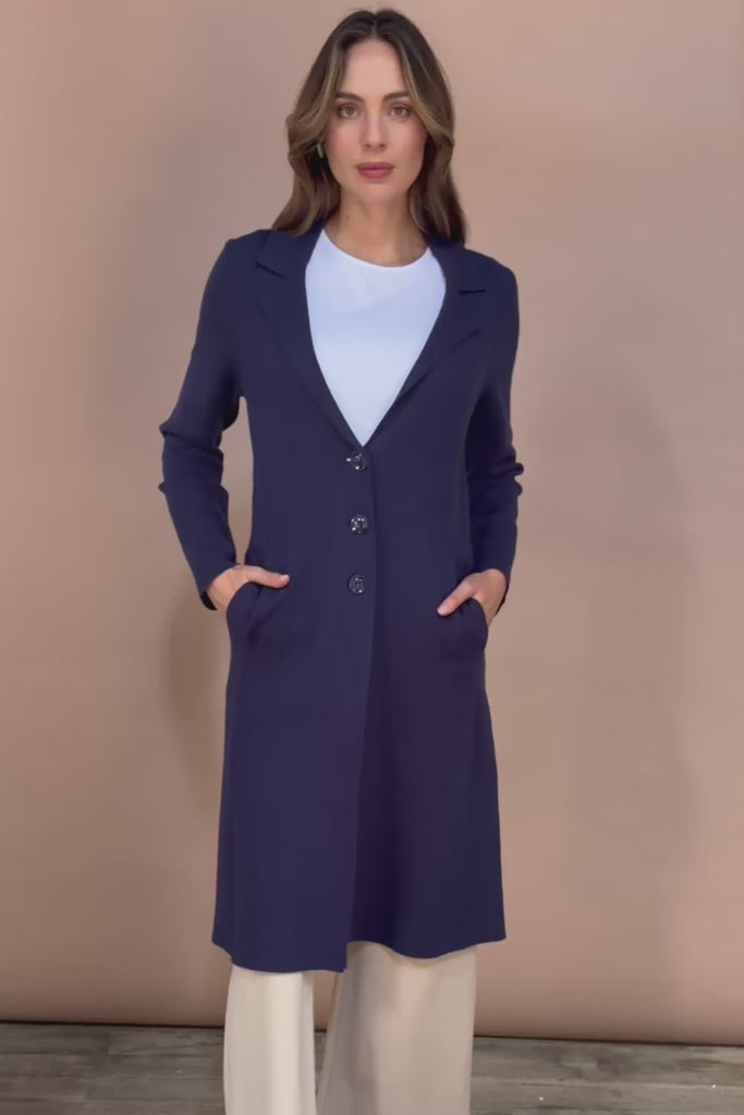 The Longline Knitted Coatigan – Navy