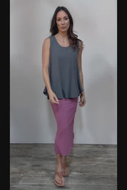 The Pack & Go Luxe Bamboo Pull On Maxi Skirt - Smokeyrose
