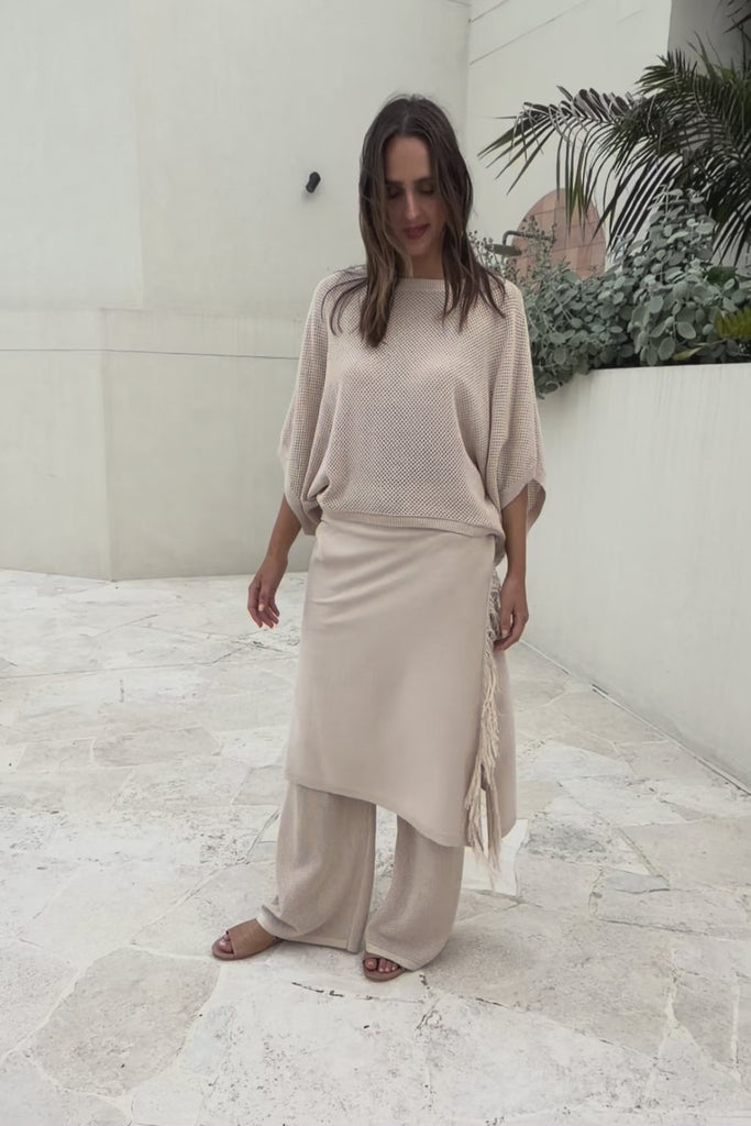 Summer Ready Cotton Overlay Knit Pants – Natural
