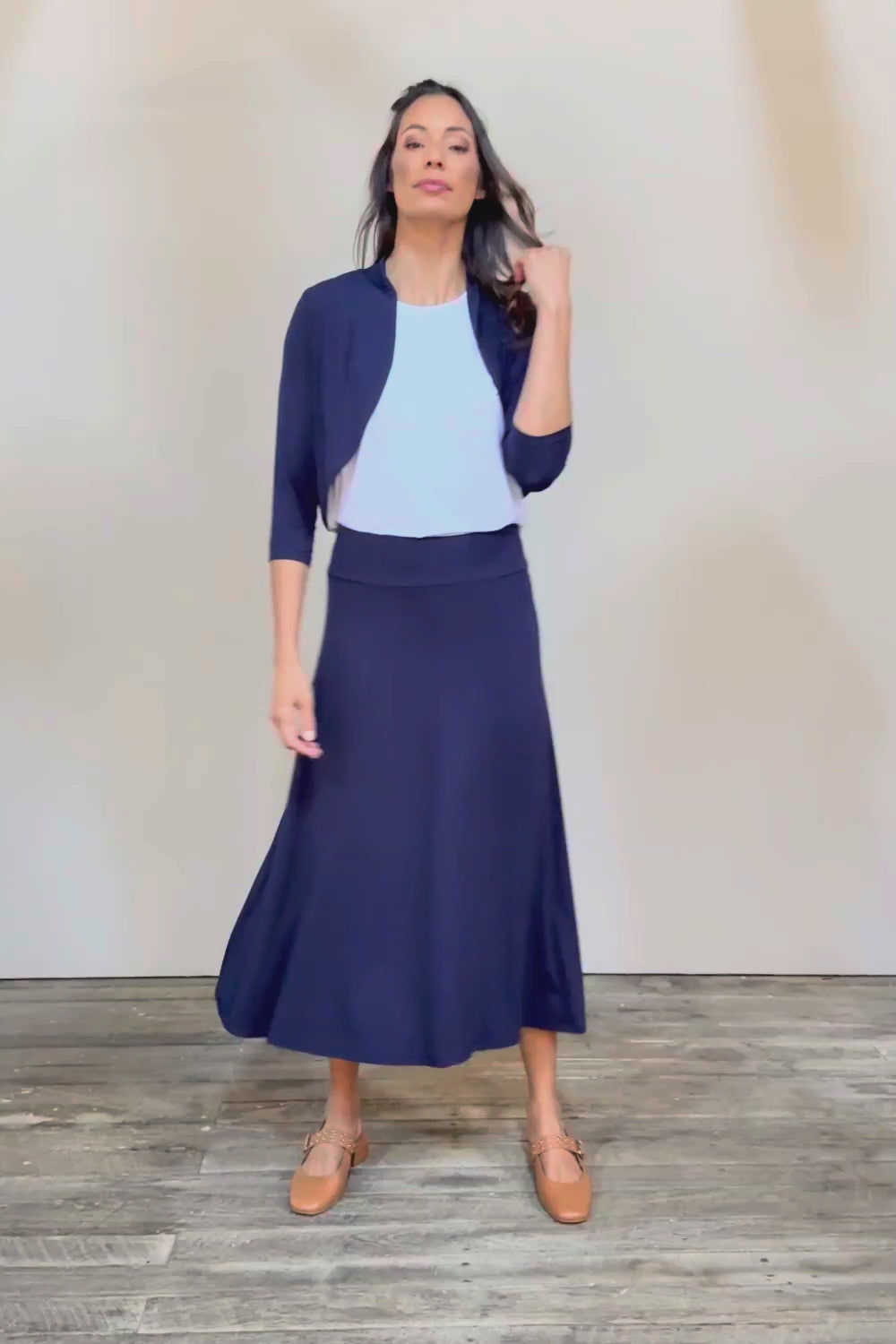 The Mix Me Match Me Bamboo Full Skirt - Darknavy