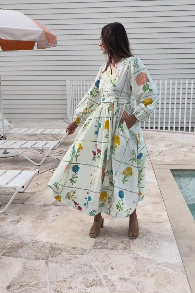 Walking On Sunshine Cotton Maxi Wrap Dress – Flower