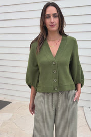 Easy Day Balloon Sleeve Cropped Cardi – Lush