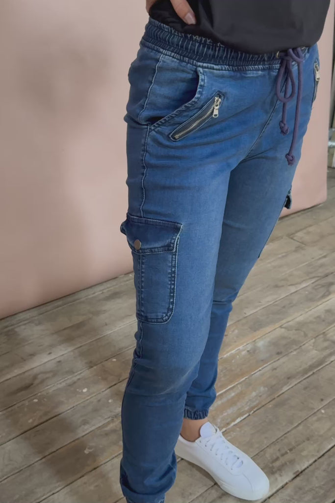 Harlow Cargo Jogger - Darkdenim