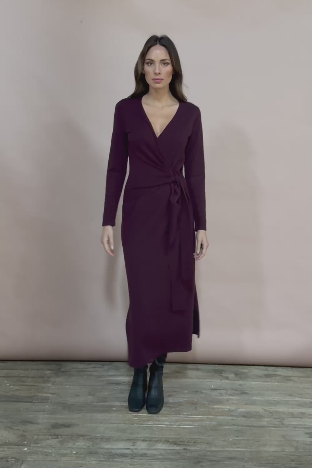 The Tie Waist Faux Wrap Knit Dress – Burntplum