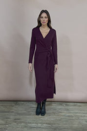 The Tie Waist Faux Wrap Knit Dress – Burntplum