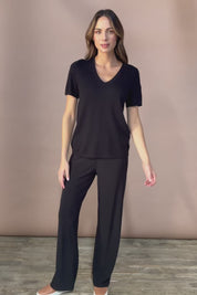 The Travel Wide Leg Pant - Black