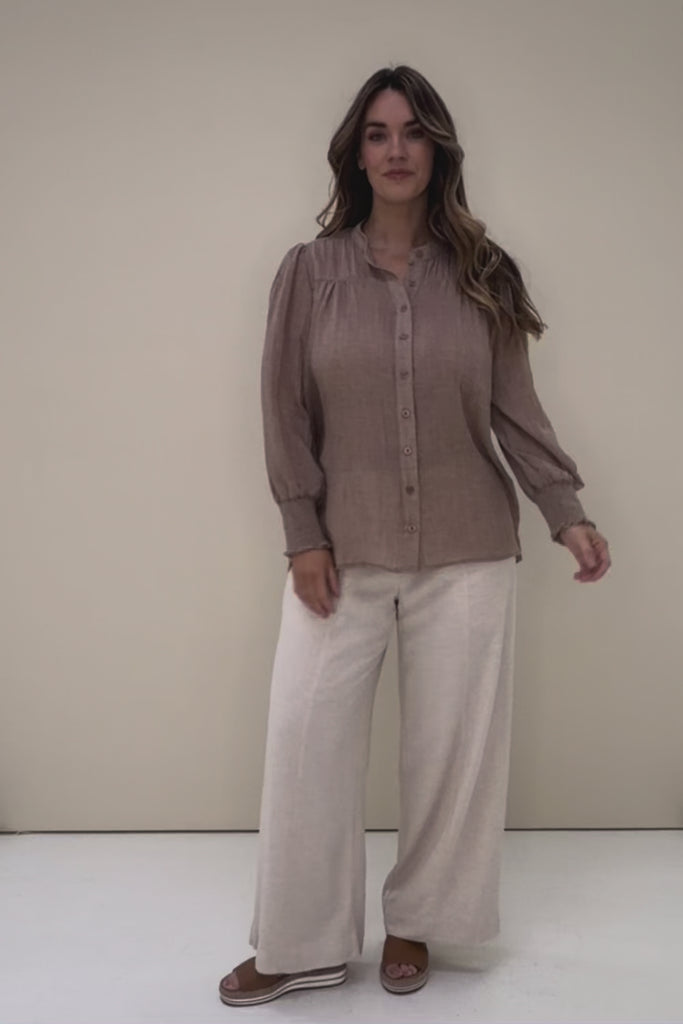 Belle Shirred Sleeve Shirt – Warmsand