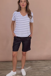 Jersey Waist Linen Short - Black