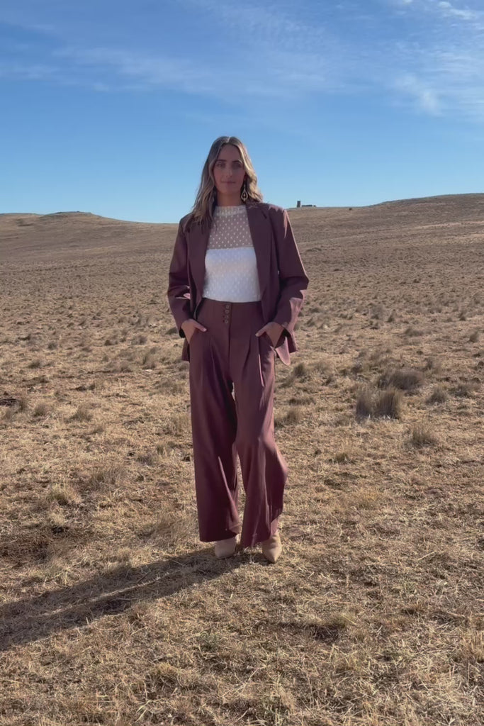 High Flying Wide Leg Pants - Wood