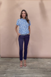 The Shirring Detail Printed Top - Bluefleur