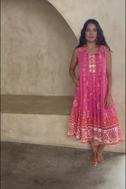 Jim Jim Falls Cotton Dress - Pinkorange
