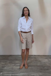 Linen Cotton Long Short - Stone