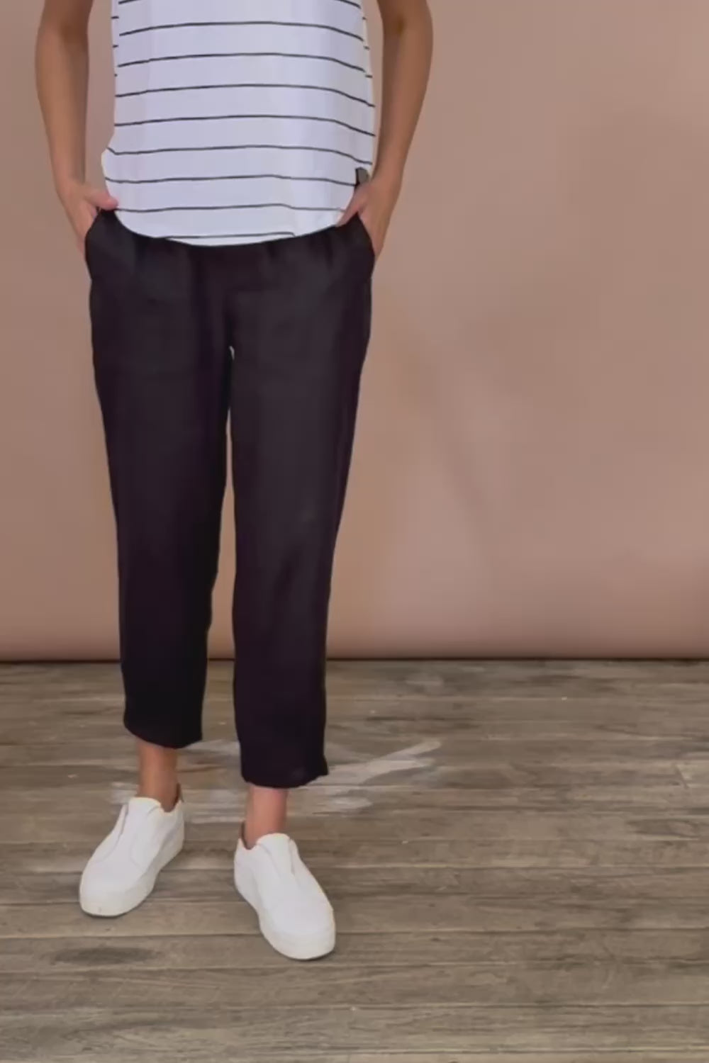 Pull On Linen Pant - Black