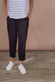 Pull On Linen Pant - Black