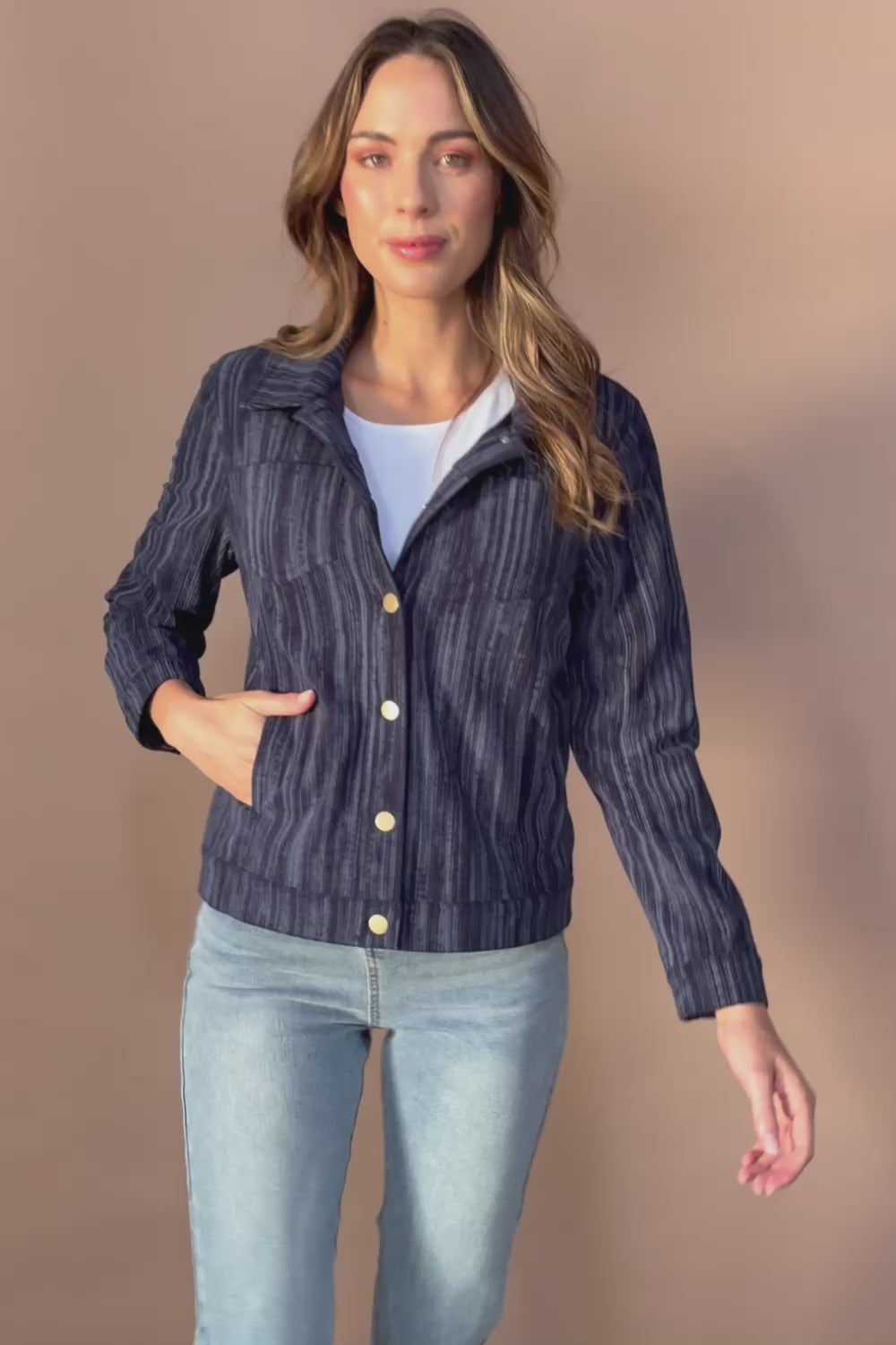 The Keepers Printed Cord Jacket – Navystripe