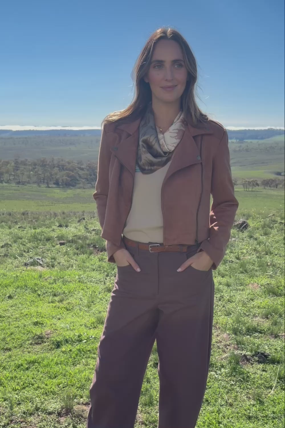 Urban Nomad Faux Suede Cropped Jacket – Tan
