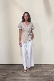 The Linen Tencel Kimono Top - Oatmeal
