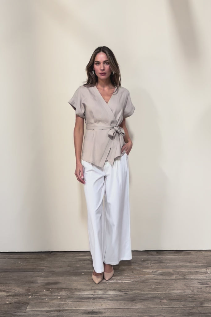 The Linen Tencel Kimono Top - Oatmeal