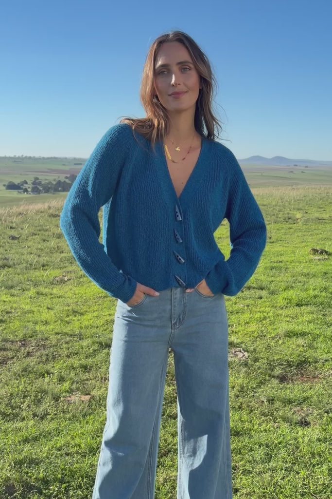 Found My Friend Recycled Knit Cardi – Electric