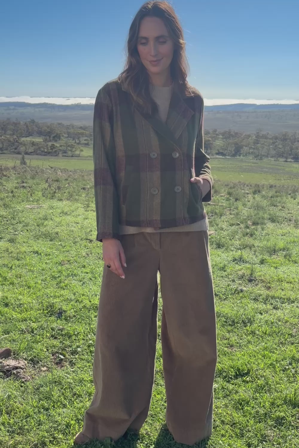 Forest Walk Checked Pea Coat – Mosscheck