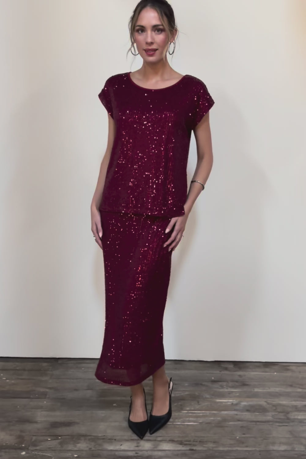 Reegan Sequin Top - Rouge