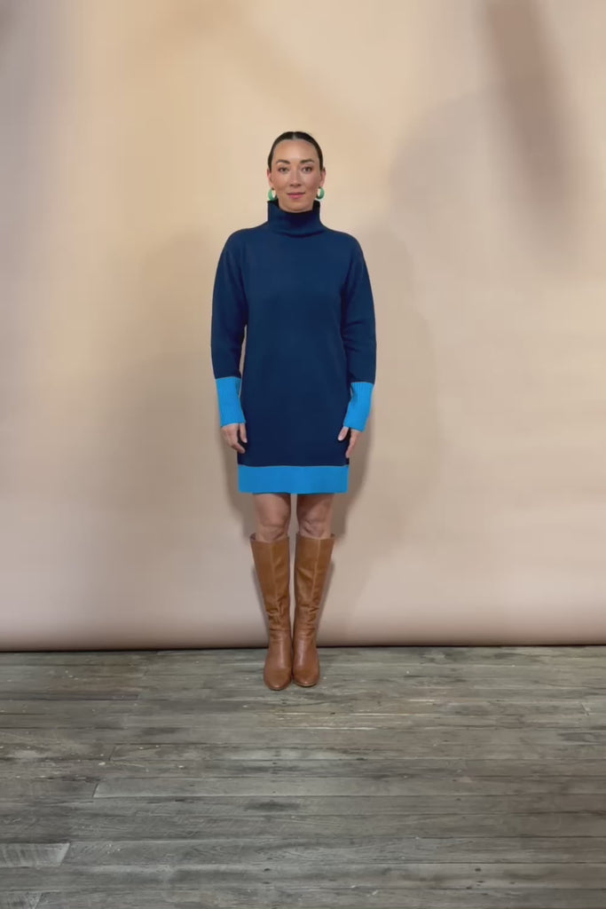 Two Tone Knit Dress – Blueberry