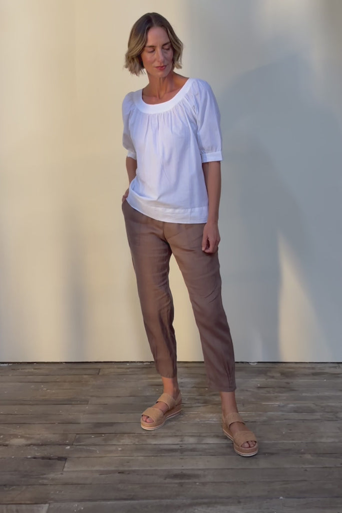 Pull On Linen Pant - Mocha