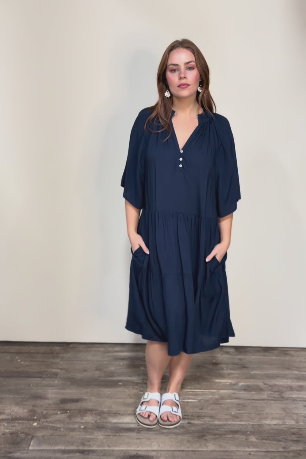 Relaxed Tiered Dress – Peacoat