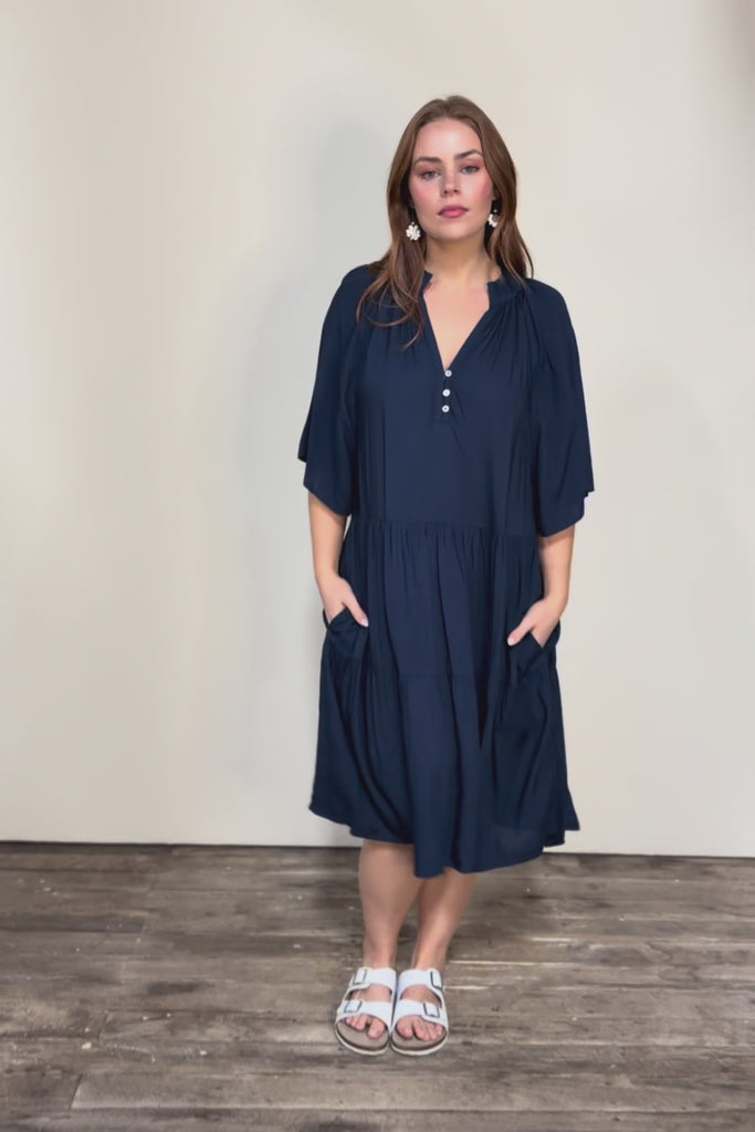 Relaxed Tiered Dress – Peacoat