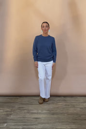 Wool Two Tone Jumper – Blue