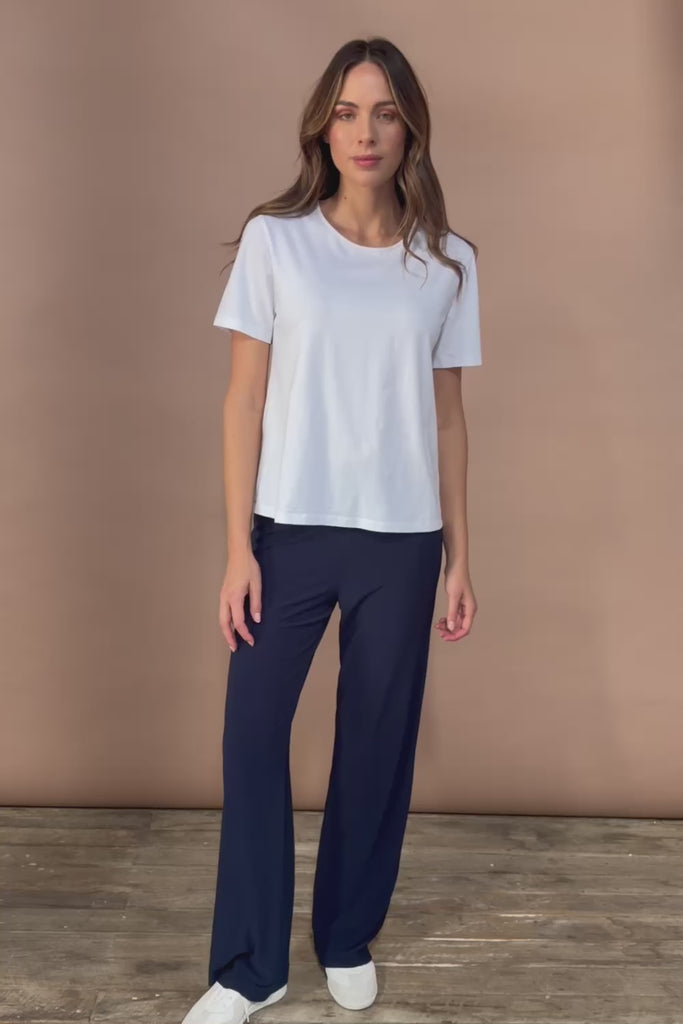The Travel Wide Leg Pant - Navy