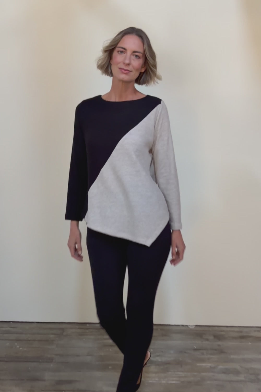 The Two Tone Angled Hem Jumper – Blacksand