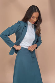 The Fit And Flare Ponte Skirt - Teal