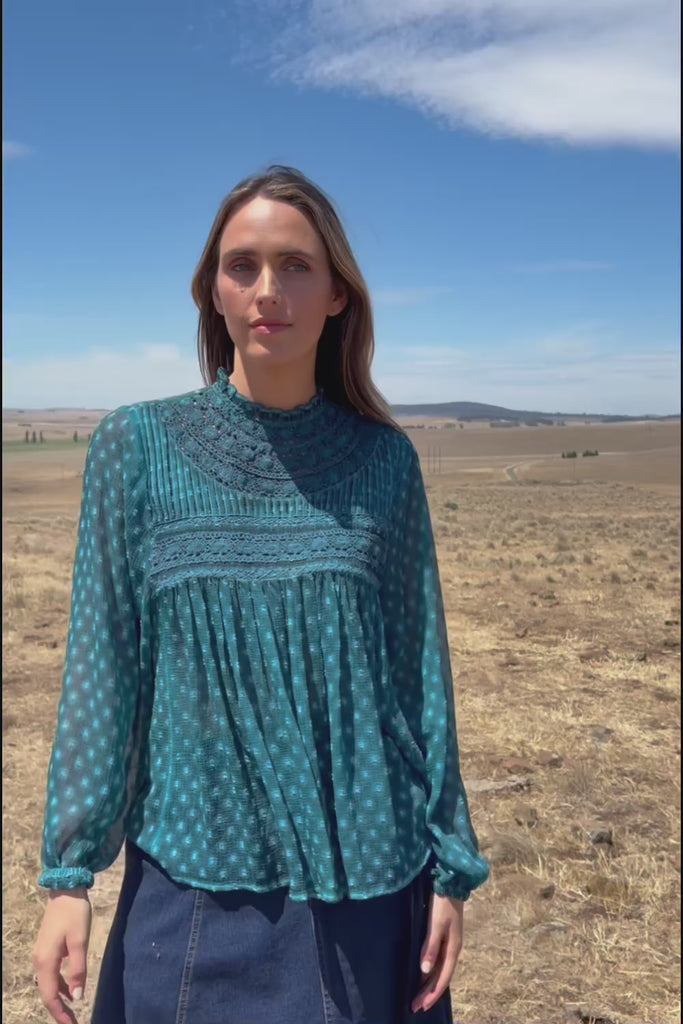 Drifting Along Blouse - Jade