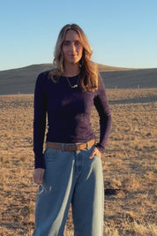 Love Layer Long Sleeve Knit Top - Navy