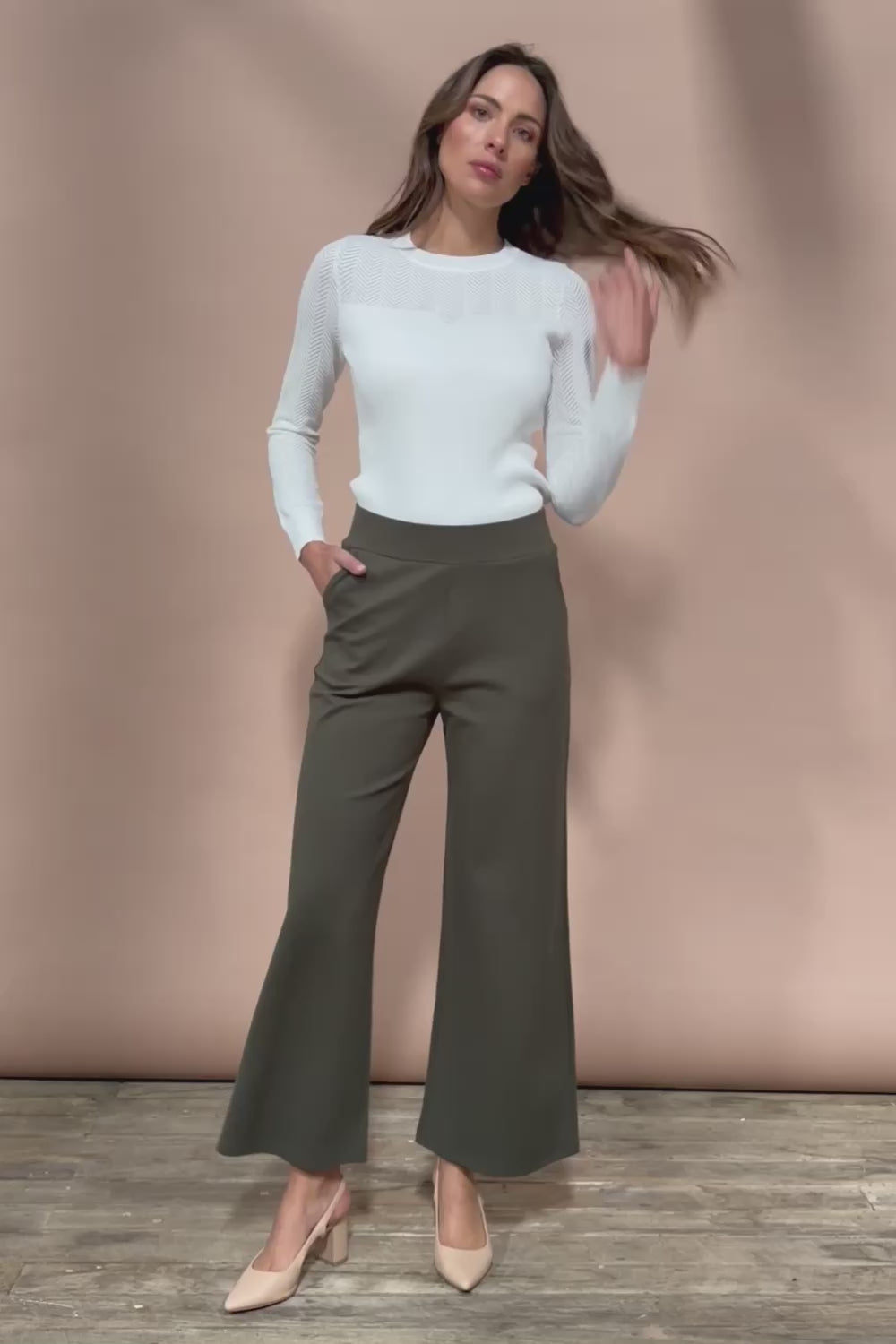 The Wide Leg Ponte Pant - Khakigreen