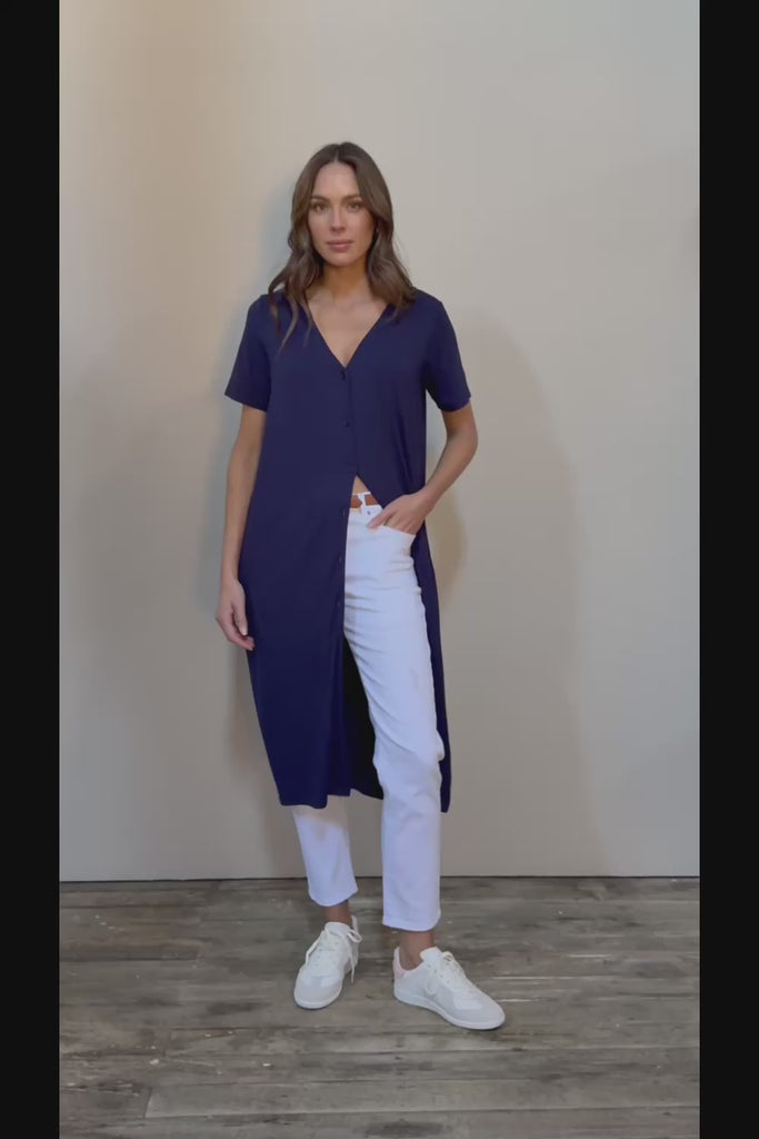 The Pack & Go Luxe Bamboo Button Up Dress with Pockets - Frenchnavy