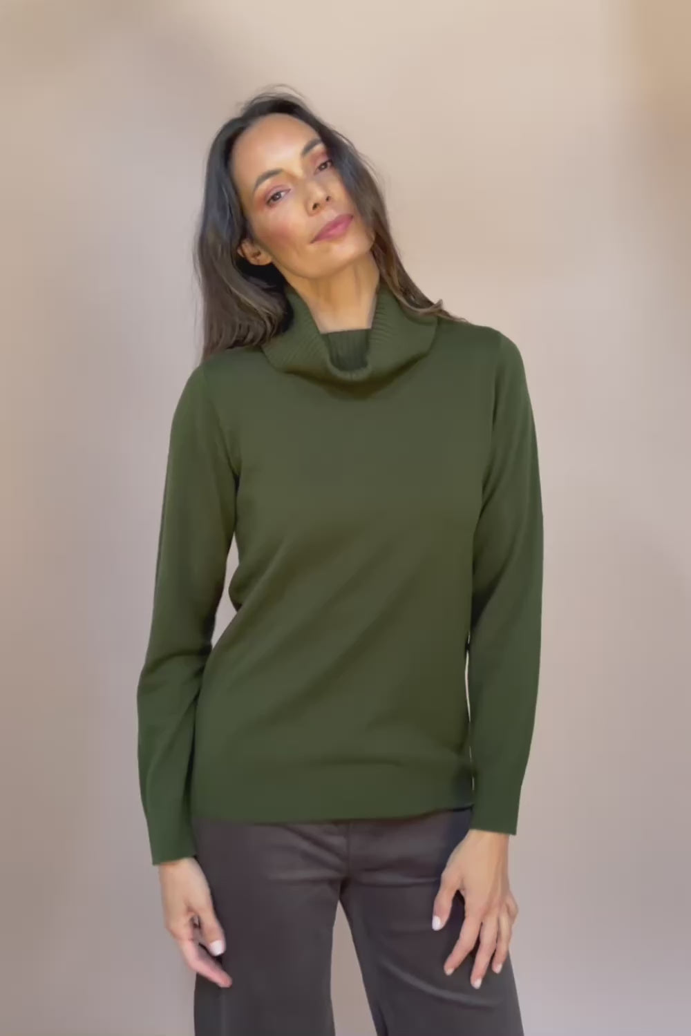 The Keepers Soft Roll Neck Jumper – Darkolive