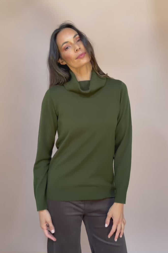 The Keepers Soft Roll Neck Jumper – Darkolive