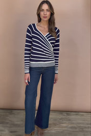 The Stripe Faux Wrap Jumper – Navyivory