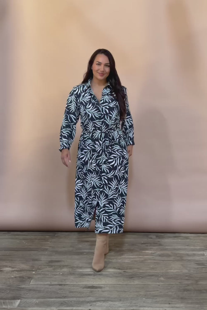 Belle Draped Shirtmaker A Line Dress – Abstract