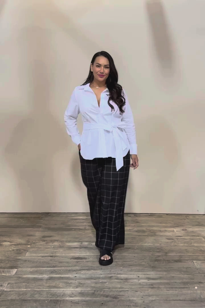 Belle Tie Waist Cotton Shirt - White