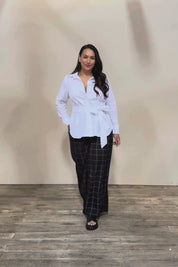 Belle Tie Waist Cotton Shirt - White