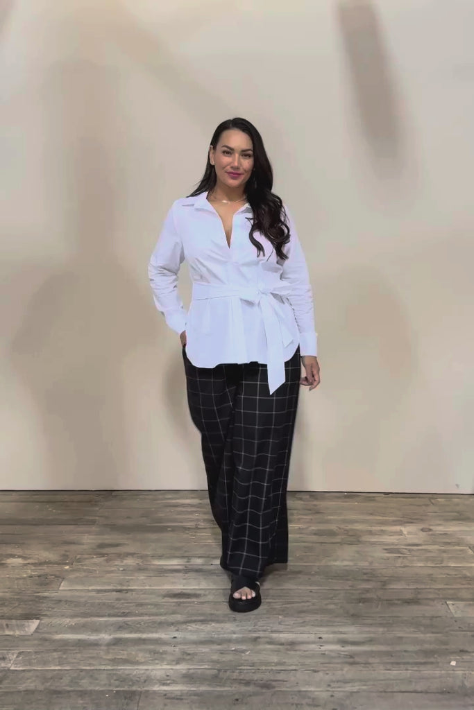Belle Tie Waist Cotton Shirt - White