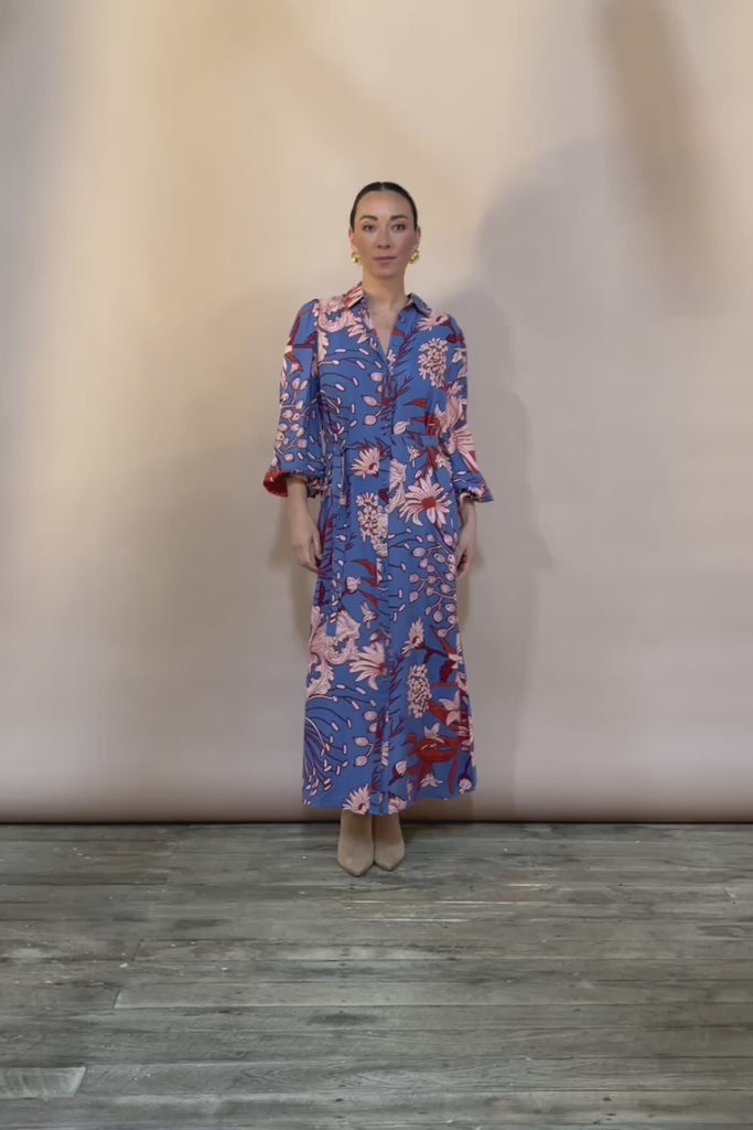 Lucy Maxi Shirt Dress - Gardenblue
