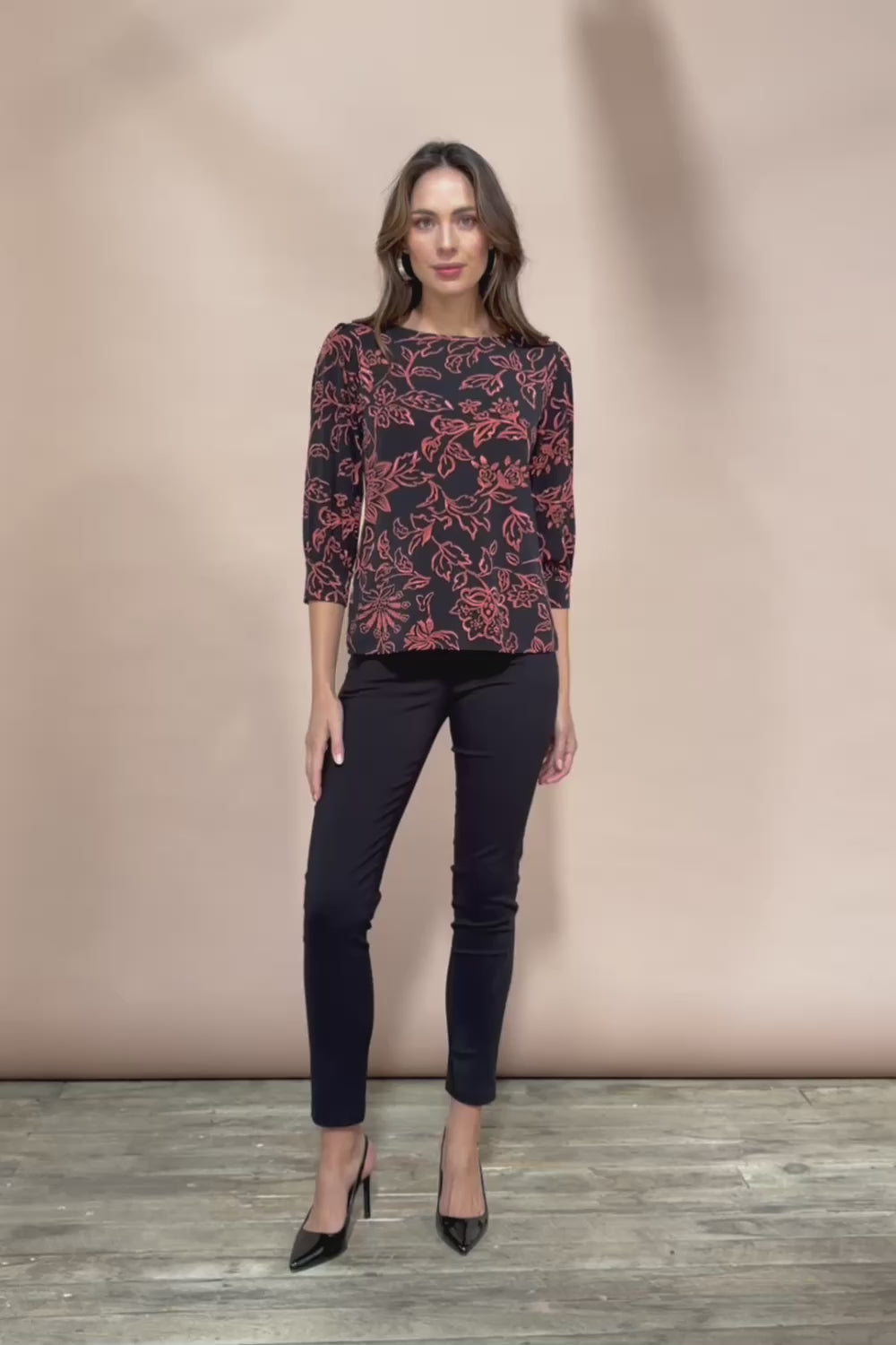 The Printed Boat Neck Blouse - Emberfleur