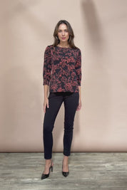 The Printed Boat Neck Blouse - Emberfleur